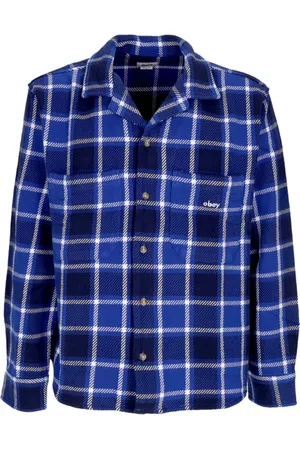 Obey Casual Shirts, male, , M, Plaid Woven Long Sleeve Shirt Blue