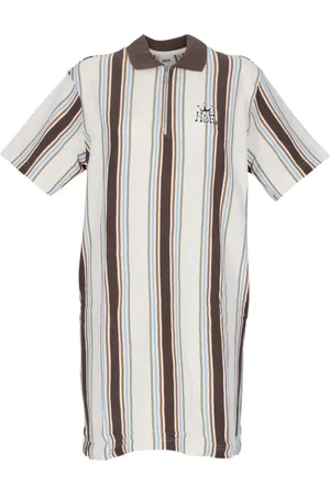 Huf Short Dresses, female, , L, Striped Polo Knit Dress Off White
