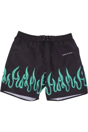 Vision Of Super Beachwear, male, , L, Flames Swim Shorts /Green