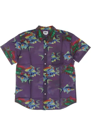 Obey Short Sleeve Shirts, male, , L, Woven Lavender Silk Mens Shirt