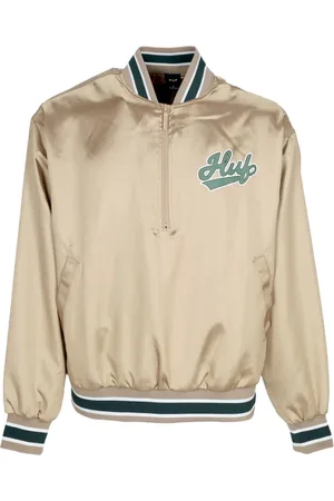 Huf Bomber Jackets, male, , M, Satin Baseball Bomber Jacket Tan