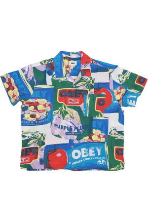 Obey Short Sleeve Shirts, male, , S, Black Multi Woven Short Sleeve Shirt