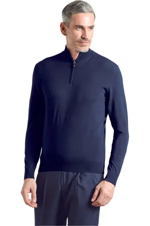 COLOMBO Turtlenecks, male, , XL, Wool Half-Zip Jumper