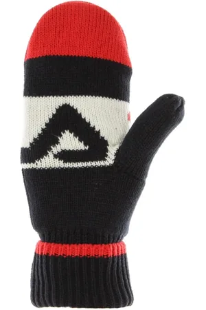 Fila Gloves, male, , S/M, Intarsia Knitted Mens Gloves Black/Red/White