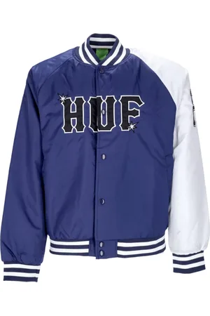 Huf Bomber Jackets, male, , XL, Quilted Satin Baseball Jacket in Navy