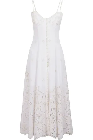 CHARO RUIZ IBIZA Ivory Linen Cotton Blend Dress