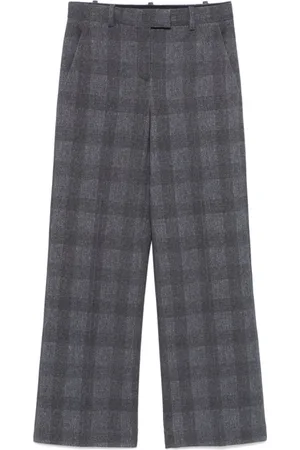 Circolo Wide Trousers, female, , L, Checkered Straight Leg Trousers