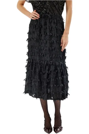 In Front Midi Skirts, female, , XL, Fringed Skirt