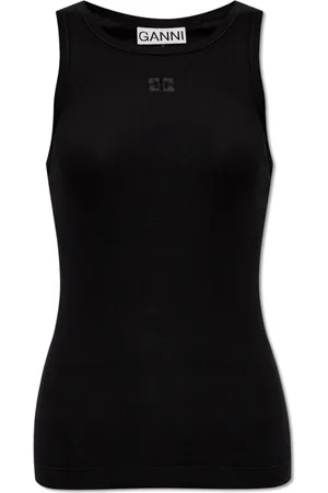 Ganni Logo-embroidered top