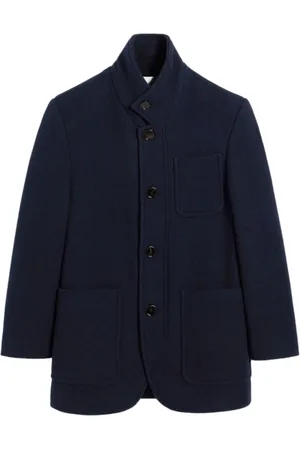 Ami Single-Breasted Coats, male, , 2XL, Navy Wool Coat High Neck