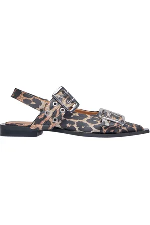 Ganni Ballerinas, female, , 4 UK, Leopard Print Buckle Ballerina Flats