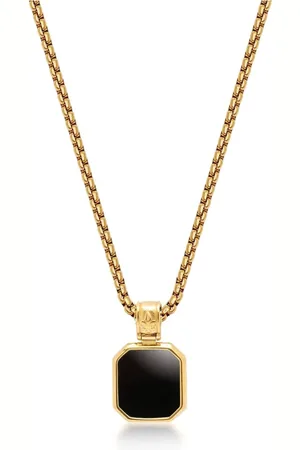 Nialaya Gold Necklace with Square Onyx Pendant