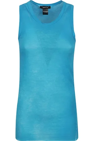 AVANT TOI Sleeveless Tops, female, , XS, Turquoise Cotton Top Made in Italy