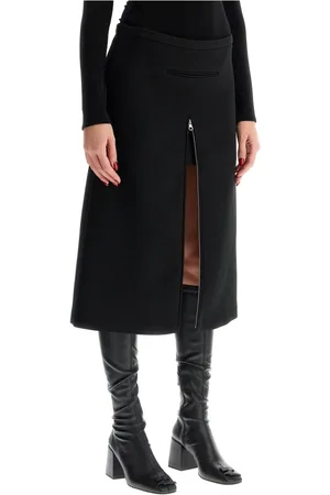 Courrèges Midi Skirts, female, , XS, Twill Midi Skirt with Zipper