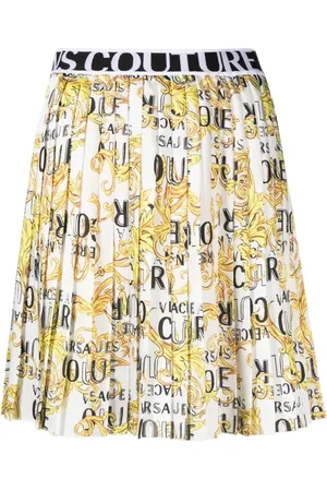 VERSACE Short Skirts, female, , M, White Twill Skirt Polyester Composition