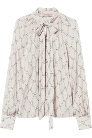 Twin-Set Shirts, female, , M, Elegant Printed Ribbons Long Sleeve Shirt