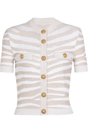 Balmain Cardigans, female, , L, Zebra knit cardigan