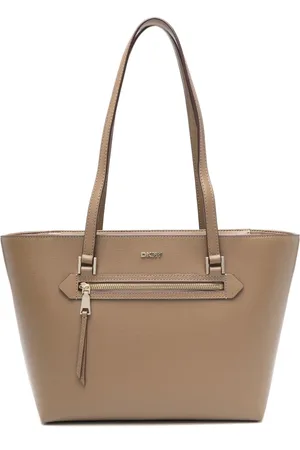 DKNY Blue Leather Tote Bag with Logo