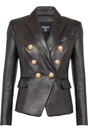 Balmain Leather Jackets, female, , S, Classic 6-button leather jacket