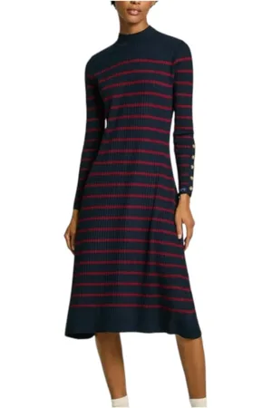 Pepe Jeans Knitted Dresses, female, , XS, Striped Midi Dress with Button Detail