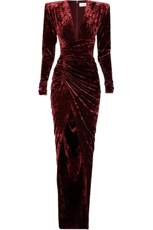 ALEXANDRE VAUTHIER Cherry V-Neck Dress with Draping
