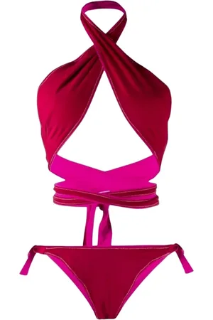 Reina Olga Burgundy Halter Bikini Set