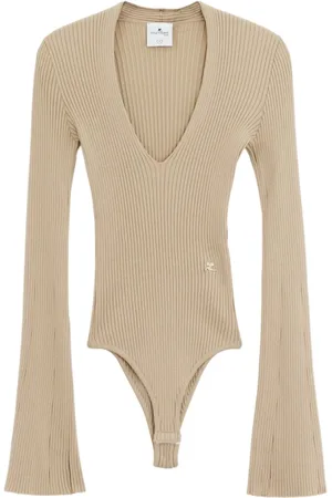 Courrèges Body, female, , M, Ribbed V Neck Body in Viscose