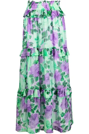 P.A.R.O.S.H. Green Silk Maxi Skirt
