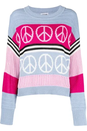 Moschino Round-neck Knitwear, female, , M, Blue Wool Blend Casual Jumper