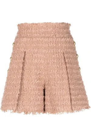 Balmain Short Shorts, female, , 2XL, Tweed Shorts with Button Detail