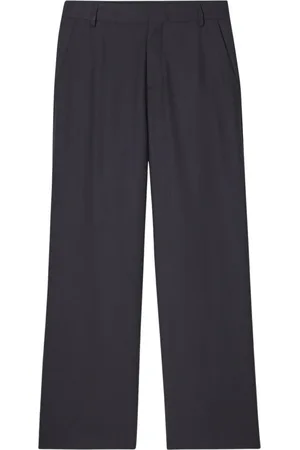 Closed Wide Trousers, female, , W27, Low Waist Straight Leg Wool Trousers