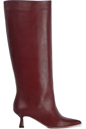 Giuliano Galiano High Boots, female, , 4 UK, Wine Calfskin Tapered Tip Boots