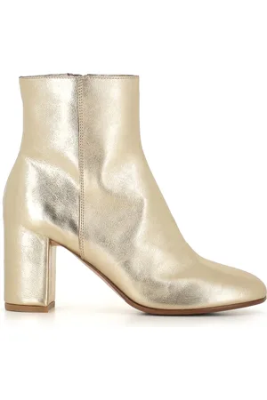 ROBERTO DEL CARLO Golden Leather Ankle Boots Zip Closure