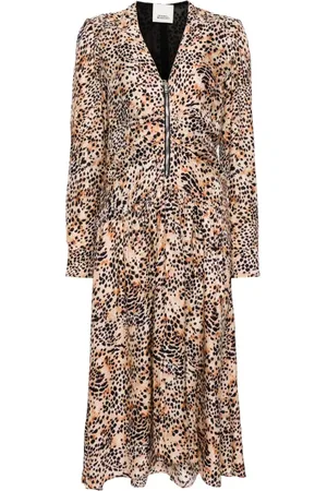 Isabel Marant Midi Dresses, female, , L, Leopard Print V-Neck Midi Dress