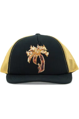 Palm Angels Caps, male, , ONE SIZE, Mesh Trucker Hat with Burning Palm
