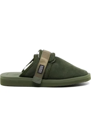 SUICOKE Mules Sandals Olive Logo Rubber Leather