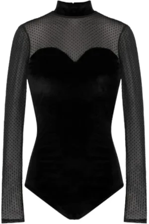 Naf-naf Body, female, , M, Velvet Bodysuit with Sheer Details
