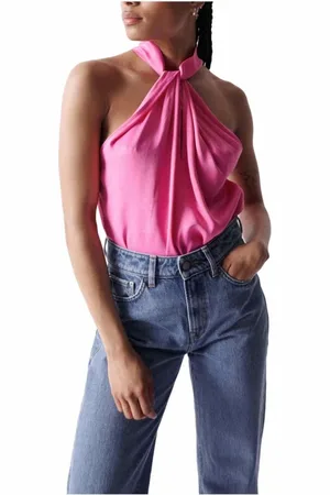 Salsa Sleeveless Tops, female, , S, Metallic Halter Neck Blouse