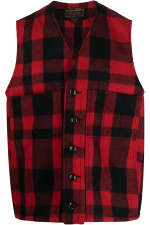 Filson Vests, male, , M, Wool Plaid V-Neck Jumper