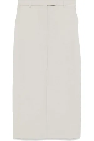 OFFICINE GENERALE Grey Wool Skirt with Belt Loops