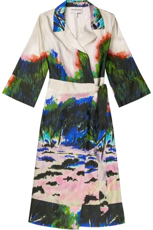 Munthe Midi Dresses, female, , S, Silk Wrap Dress with Landscape Print