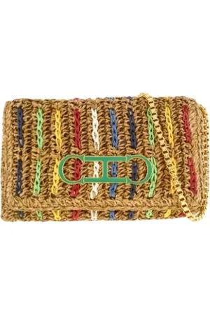 Carolina Herrera Clutches, female, , ONE SIZE, Striped Soft Clutch with Gold Bracelet