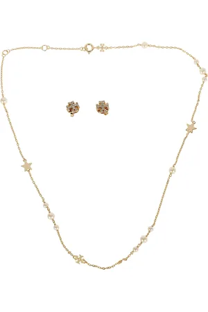 Tory Burch Necklaces, female, , ONE SIZE, Metallic Earrings with Glass Pearls