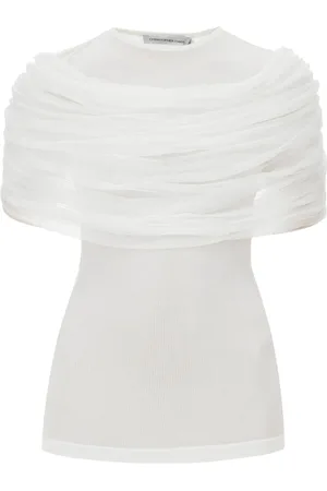 CHRISTOPHER ESBER Blouses, female, , XS, Ribbed Viscose Blouse with Silk Panel