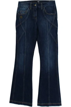 Roberto Cavalli Cropped Jeans, female, , W26, Elegant Low-Rise Flare Leg Denim Jeans