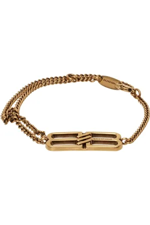 Balenciaga Bracelets, female, , ONE SIZE, Icon Logo Tangled Brass Bracelet