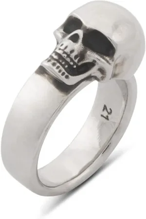 Alexander McQueen Skull Logo Silver Ring Brass Italy