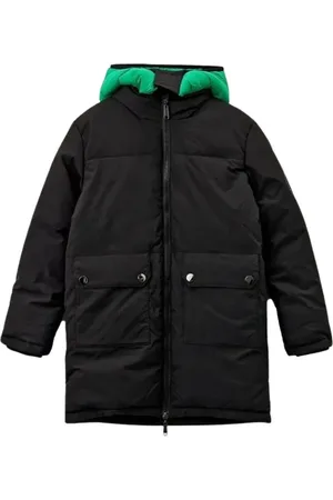 Bikkembergs Winterjackets, unisex, , 8 Y, Solid color parka with detachable hood