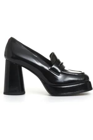 HALMANERA Pumps, female, , 2 UK, patent platform moccasin heel 90mm