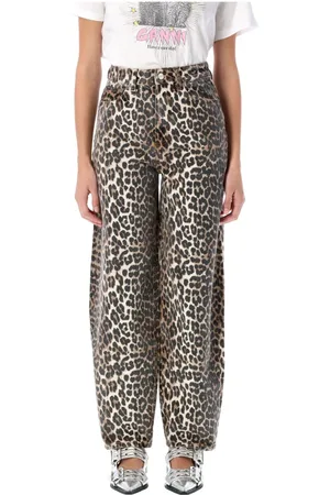 Ganni Wide Trousers, female, , W27, Leopard Denim Starry Jeans